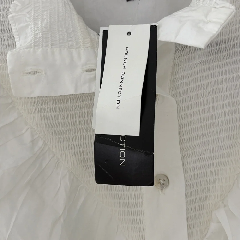 French Connection White Ruffled Blouse - Picture 4 of 8